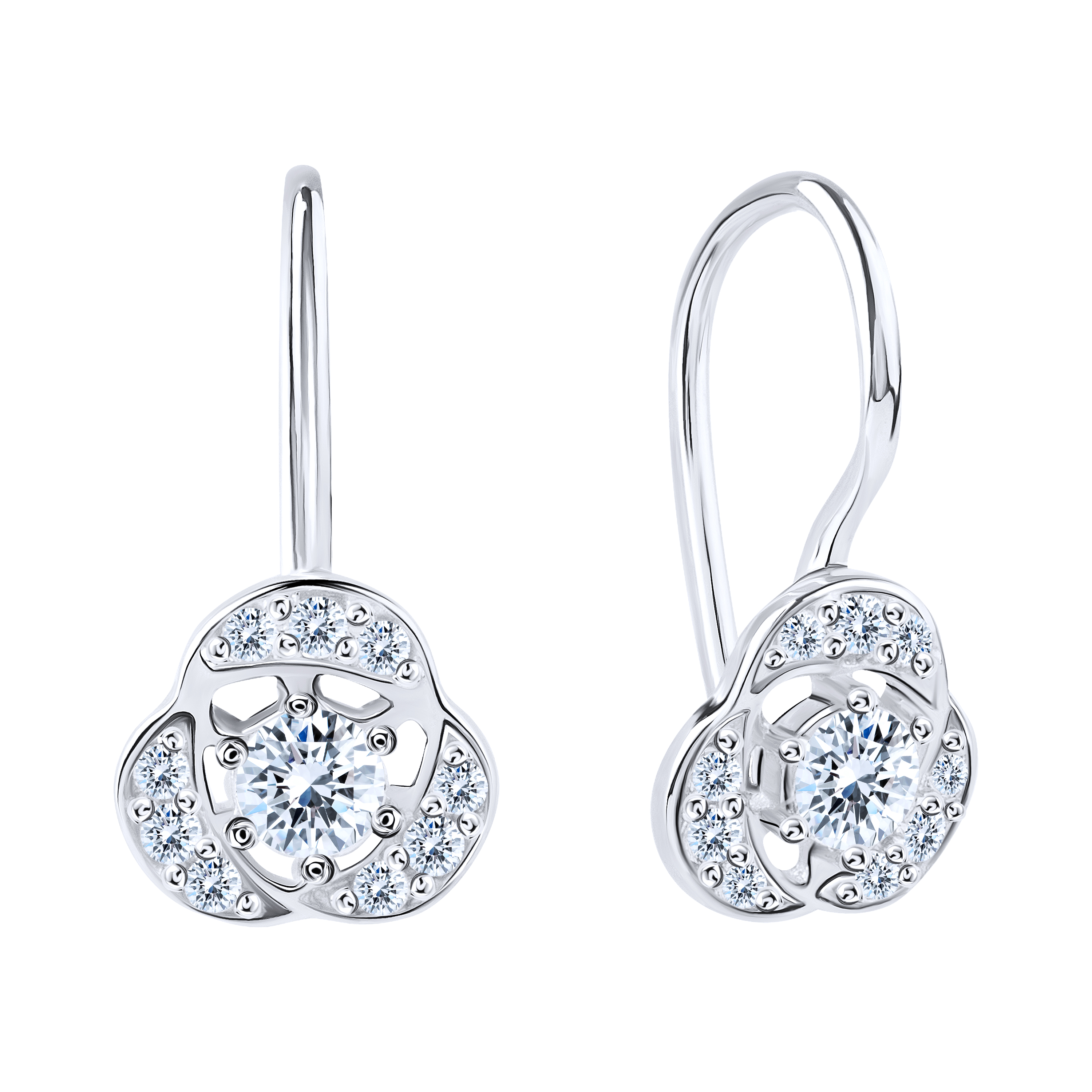 Серьги из серебра с фианитами